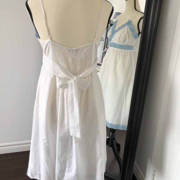 White summer dress with blue lace- medium - Picture 3 of 3